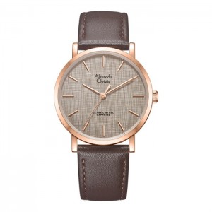 Alexandre Christie AC 8698 Rosegold Grey Brown Leather Man MHLRGGR